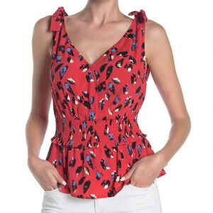 NEW Elodie Women Size XS Red Tie Shoulder Surplice Neck Tank Top